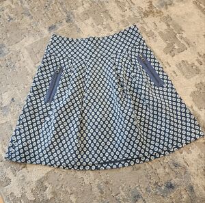 Anthropologie Maeve Blue Pleated Mini Skirt Size 6 Cotton Blend Zip Pockets